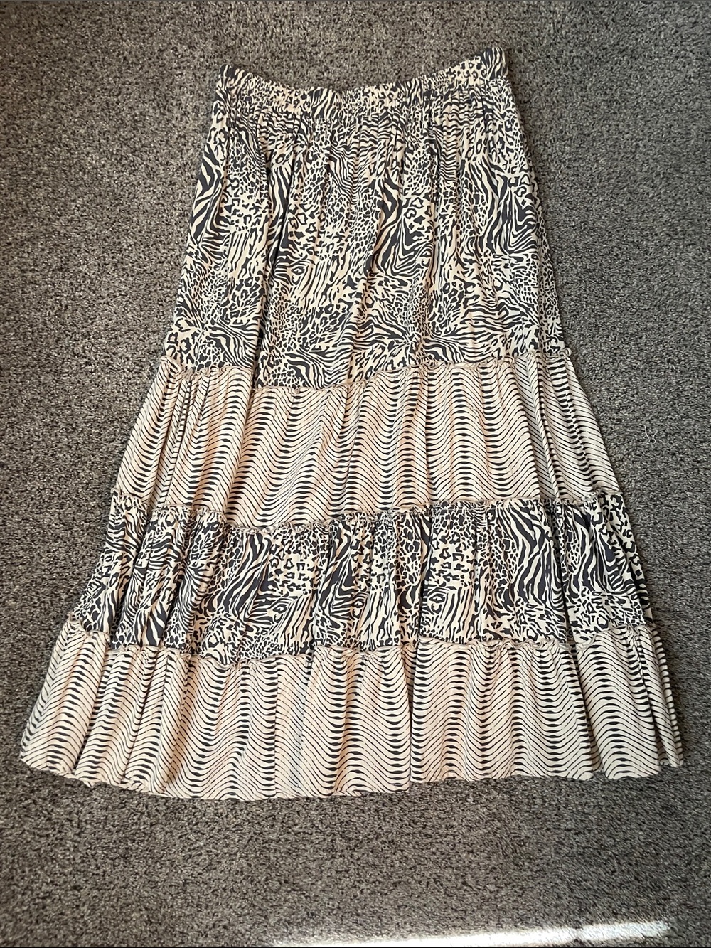 Anthropologie Brown & Cream Mid/Maxi Skirt